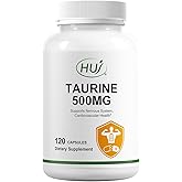 HUJ Taurine Capsule - Amino Acids Supplement - Supports Normal Nervous System & Cardiovascular Function* - 120 Capsules