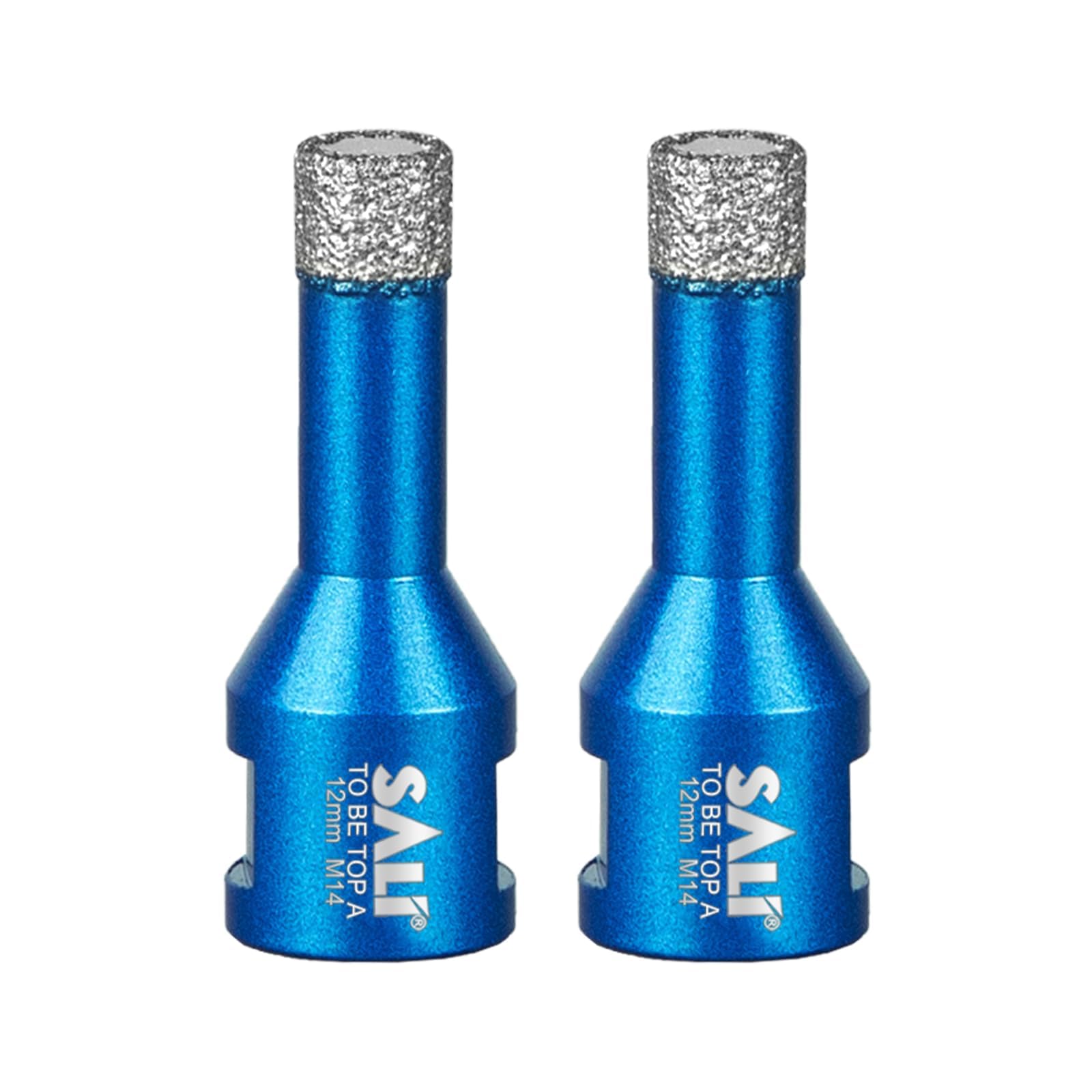 SALI Diamond Core Drill Bits 2pcs (12mmM14) Tile Hole Saws Vacuum Brazed Hole Saw with M14 Thread for Glass Ceramic Porcelain Tiles Marble Brick Granite Quartz Fit Angle Grinders Drills