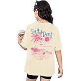 Wrenpies Girls Hawaiian Shirt Beach Preppy Graphic Tees Hawaii Sunshine Tshirt Kids Salty Day Shirts Summer Vacation Tops