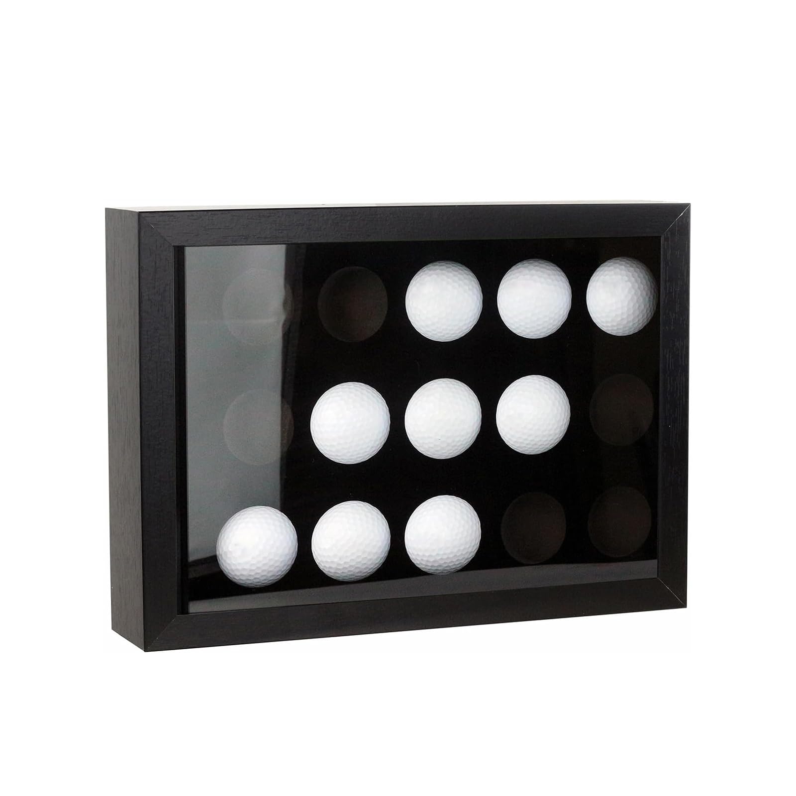 Photo 1 of Golf Balls Display Case with EVA Foam Protection, Wall Mount & Desktop Golf Ball Holder Display Case Shadow Box Hold up 15 for Collector, 12.3 x 8.86 x 2.56 Inch