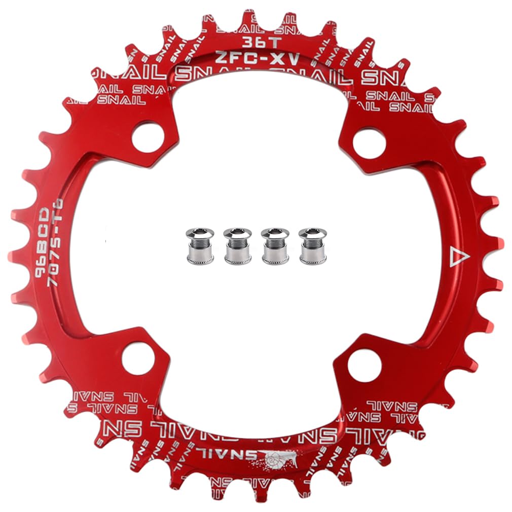 CYSKY Narrow Wide Chainring 36T 104 BCD Bike Single Chainring with 9 10 11 Speed for Road Bike Mountain Bike BMX MTB(Red) (36T)
