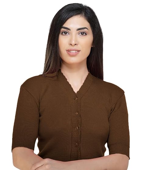 V- Neck Women Half Sleeves Stitched Blouse