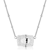 Kwkppz Mini Belt Buckle Initial Necklace for Women, 18K Gold/Silver Plated Initial Letter Pendant, Belt Buckle Necklace with Initial, Unique Western Jewelry Gifts for Women (H, Silver)
