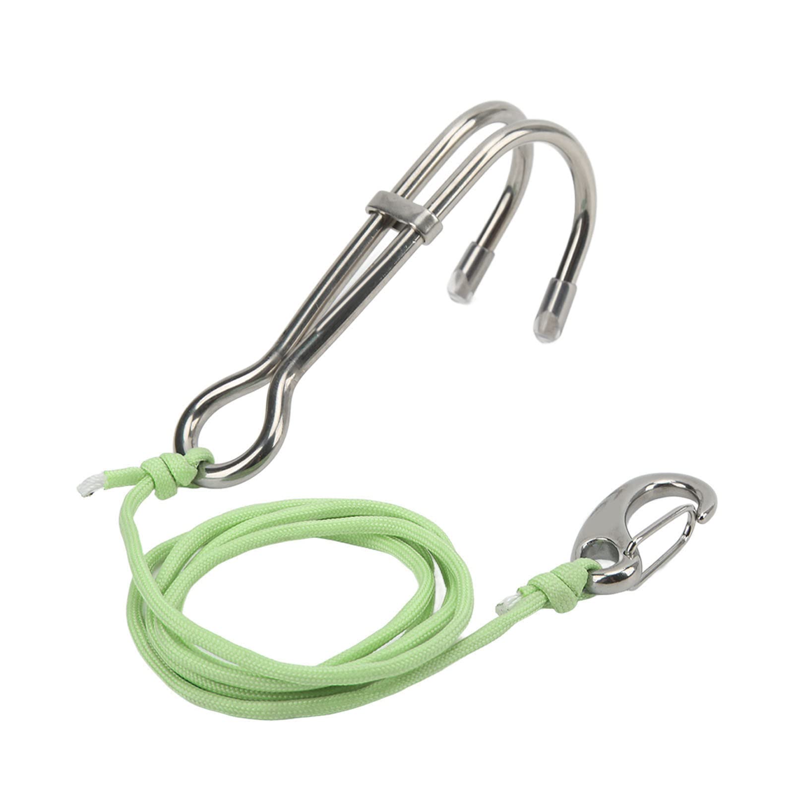 DEWIN Diving Drift Hook, Diving Hook Stainless Steel Reef Hook Scuba Diving Double Dual Stainless Steel Drift Hook with Luminous Line for Cave Dive Accessories(Green)
