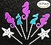 36-Pack Mermaid Cupcake Toppers Picks, Glitter Cake Toppers Food Sticks for Mermaid Themed Party Cake Decoration Supplies