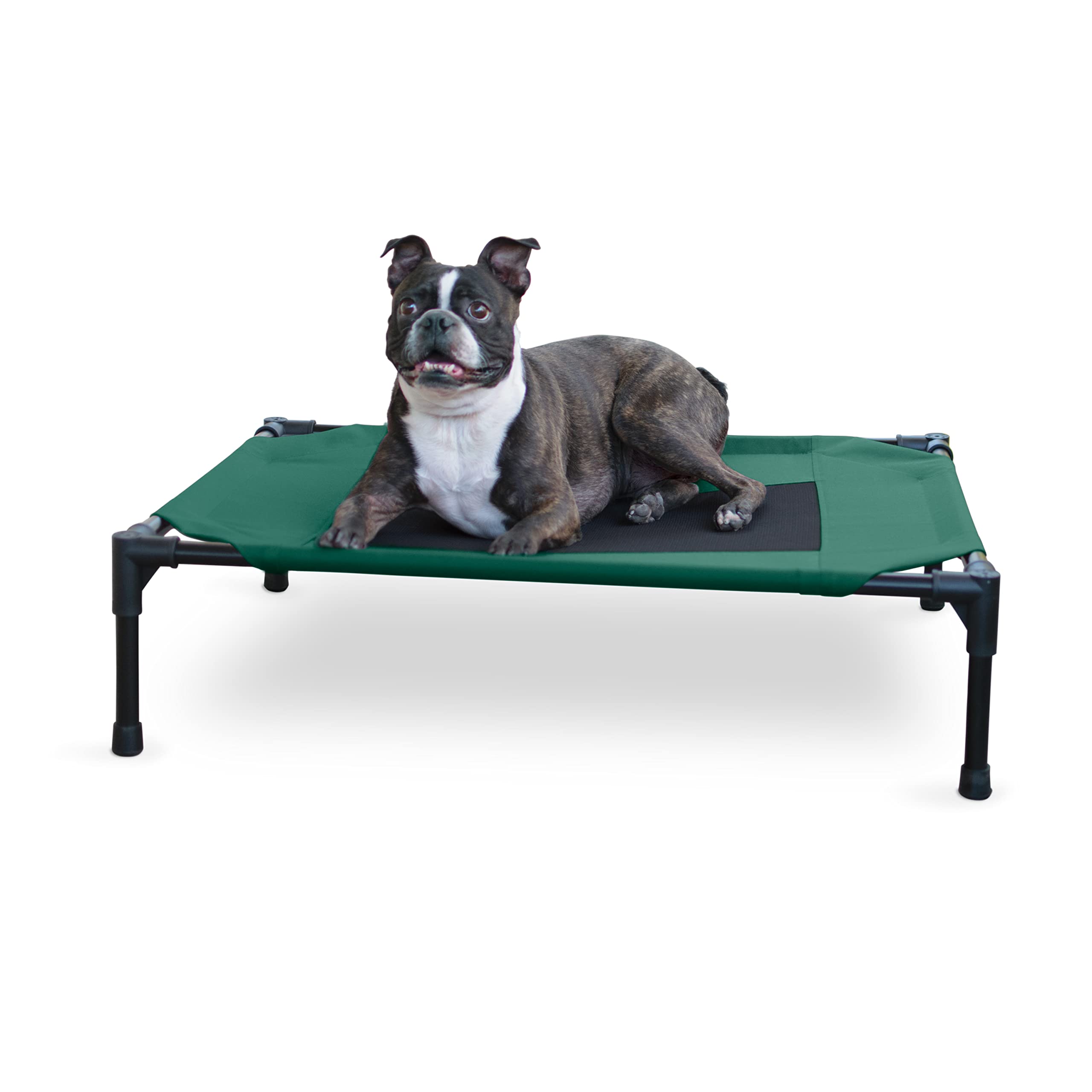 K&H Pet Products Original Pet Cot Elevated Dog Bed Green/Black Mesh Medium 32 X 25 X 7 Inches Image
