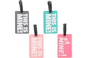 GLSTOY 4pcs Travel Luggage Tags for Suitcases with PVC Soft Rubber Letters Flexible Baggage Id Labels for