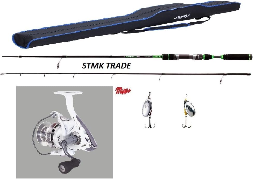 High Quality Jenzi Spinning Rods Set: Tycoon PXL (25 70g) 2.40 m + Jenzi 8 Ball Bearing Nexxos SR 2500 + Hard Case Rods Futeral (1.50) + Mepps Aglia Silver GR5 + 1x Mepps Aglia GR4