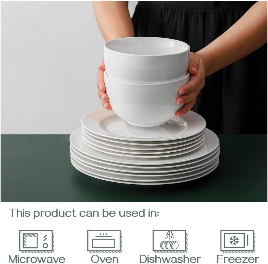  | DOWAN Deep Soup Bowls, 30 Ounces White Cereal Bowl for Oatmeal, Ceramic Ramen Bowls for Noodle, Porcelain Bowls Set 4 for Kitchen, Dishwasher and Microwave Safe: Soup Bowls