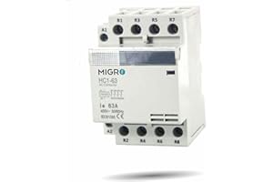 Migro 4 Pole, 60 Amps, 110/120 VAC Normally Closed Coil Heavy Duty AC Contactor Replaces Virtually All Residential 4 Pole Models