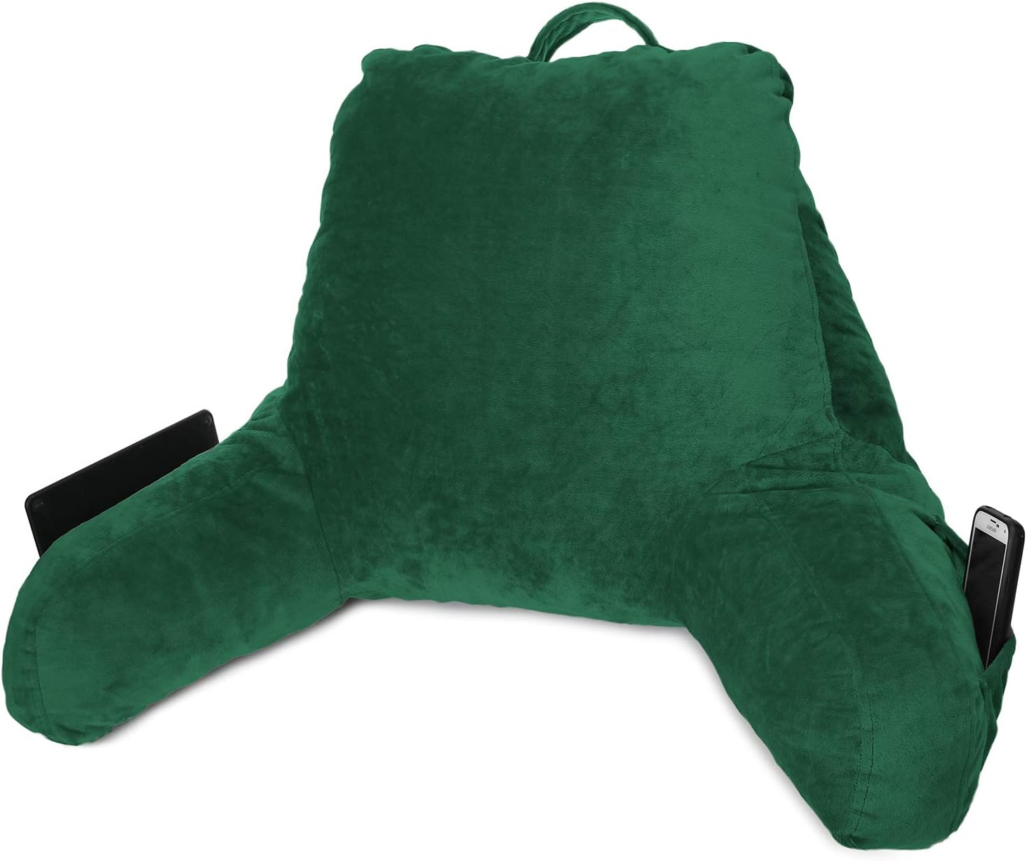 Clara Clark Bed Rest Reading Pillow with Arms and Pockets for Kids Teens & Adults-Premium Shredded Memory Foam, Medium, Hunter Green: Home & Kitchen