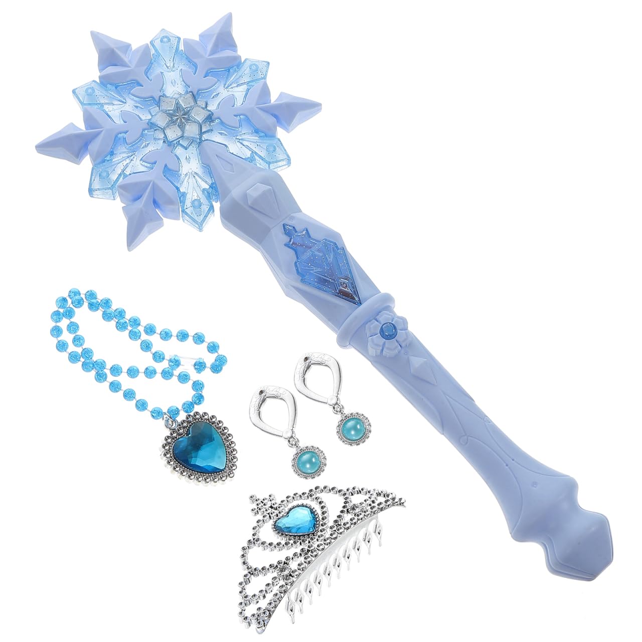 BESTonZON Light Up Snowflake Wand - Glowing Princess Wand for Kids, LED Fairy Stick with Sound for Parties, Christmas, and Birthdays, Perfect for Pretend Play and Costume Accessories