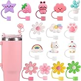 15 PCS Cute Silicone Straw Cover Cap for Stanley Cup Accessories,Simple Modern Straw Covers,10mm Straw Topper Compatible with