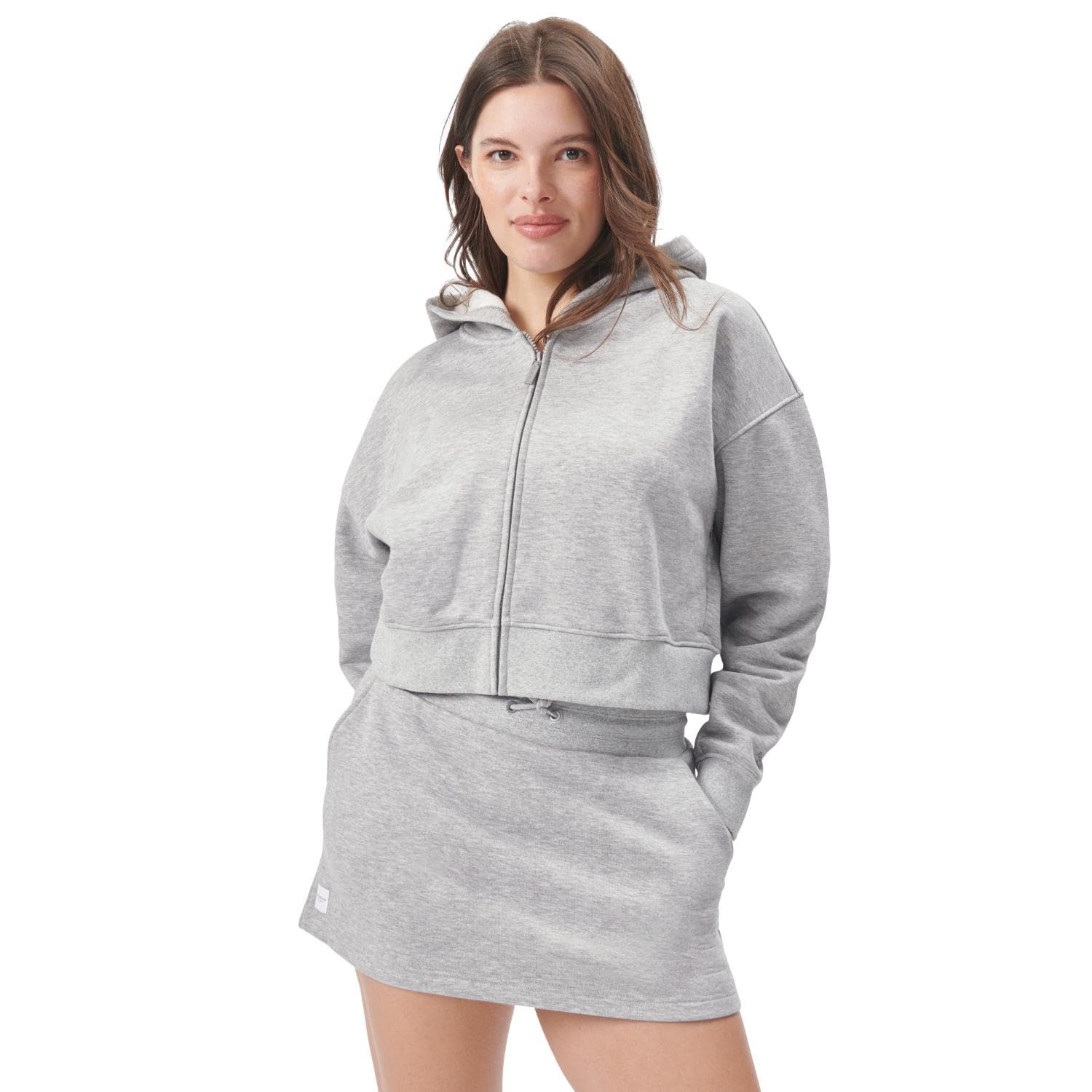 florence by millsWomensCozy Crush Cropped Zip-up HoodieHeather GreySmall