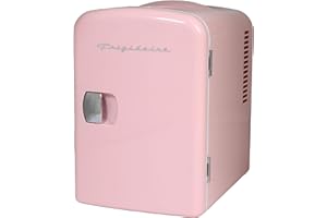 FRIGIDAIRE Mini Portable Compact Personal Fridge Cools & Heats, 4 Liter Capacity Chills Six 12 oz Cans, 100% Freon-Free & Eco Friendly, Includes Plugs for Home Outlet & 12V Car Charger - Pink
