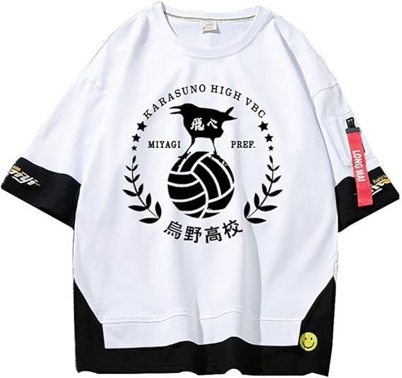 Amazon ハイキュー キャラクター 印刷 半袖 男性女性 烏野高校 影山飛雄 日向翔陽 T シャツ 日本 キャラクター カジュアル T シュリット ギフト シャツ 通販