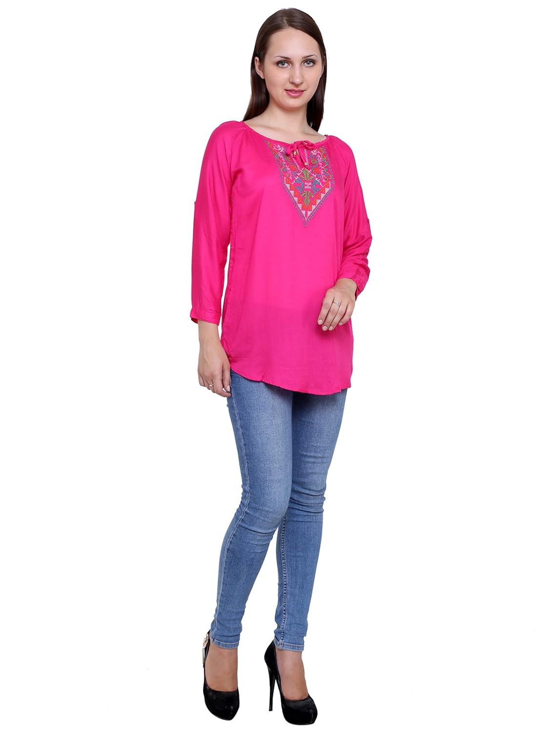 papsara pink rayon women long top
