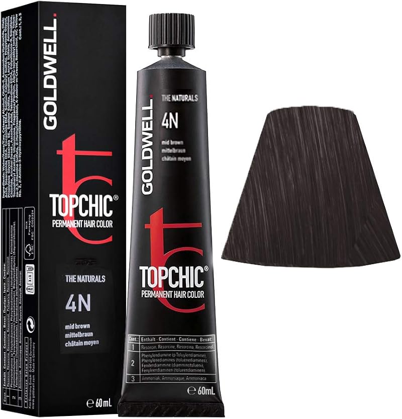Goldwell Topchic Naturals 4N Mid Brown Hair Color 60ml Permanent