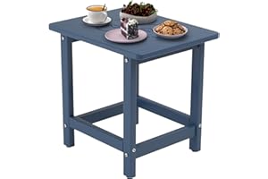 BIVODA HDPE Outdoor Patio Side Table, Adirondack Table (18.9x15x17.9in | Weatherproof | Plastic | for Outside, Front Porch, Deck, Poolside, Balcony | 10+ Years of Lifespan) - Navy Blue