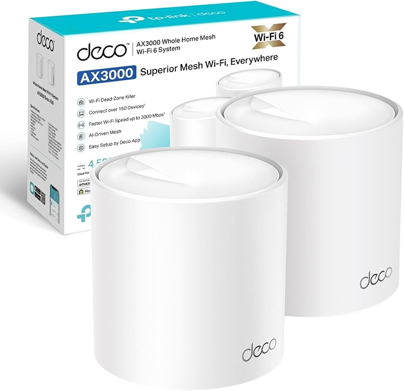 TP-Link Deco X50 2-Pack AX3000 Mesh WiFi 6 System AI-Driven Dual-Band 4500 sq ft