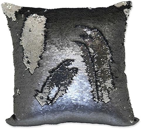 Mermaid Sequin Throw Pillow in PEWTER SILVER color