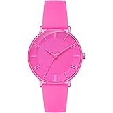 Bisley 38mm Watch for Women Metal Watch Case (Ceramic Oil Finish) Silicone Strap 3 ATM Easy Reader Wrist Watch for Ladies