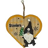 FOCO NFL Pittsburgh Steelers Wooden Gnome Heart Ornament – Officially Licensed Holiday Decoration