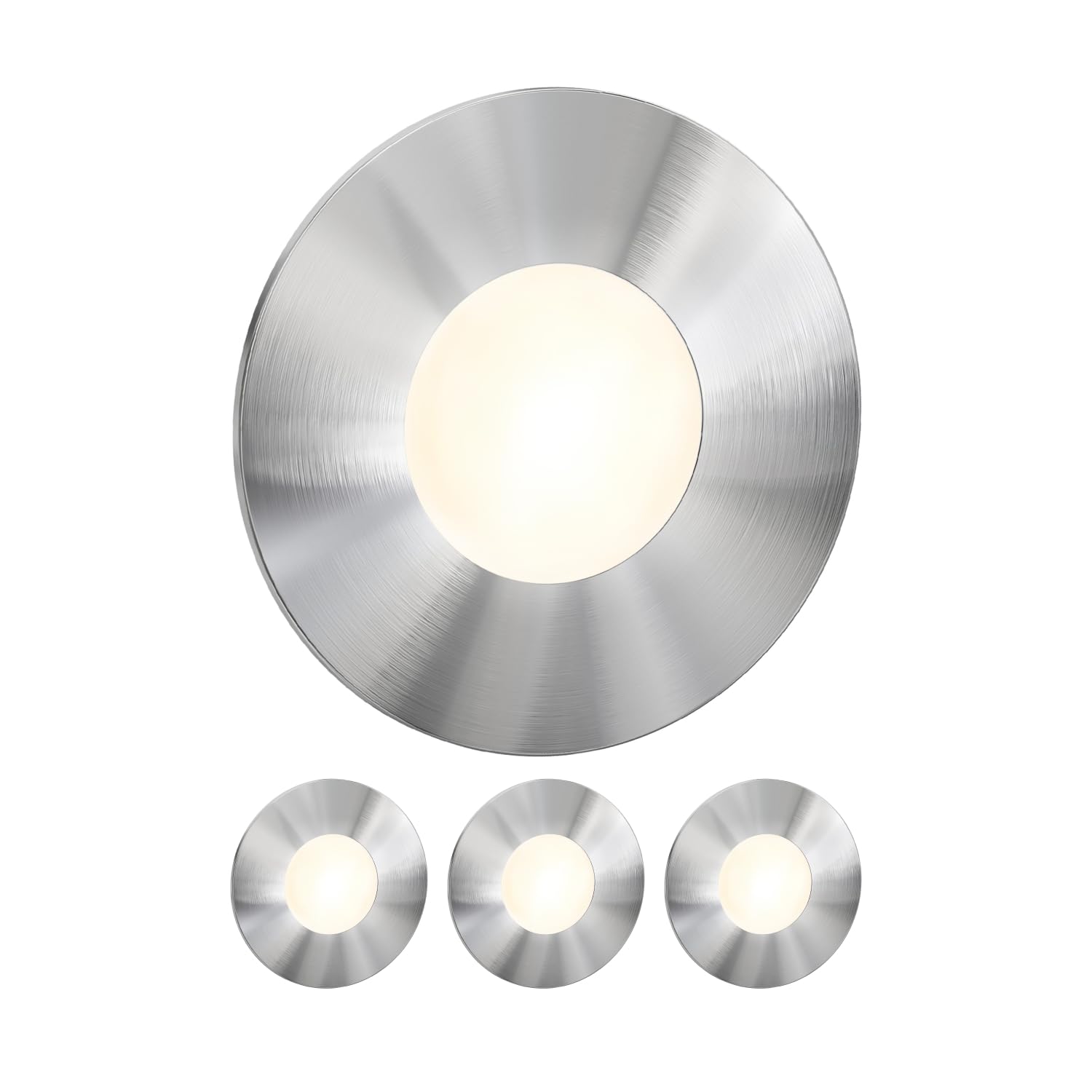 ledscom.de 4 LED Staircase Light/recessed wall Light FEX for Indoor and Outdoor use, Round, Stainless Steel, 85mm Ø, Warm White — image 1