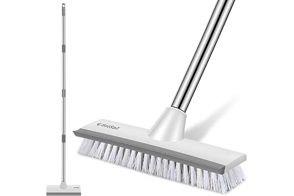 SetSail Floor Scrub Brush with 51-Inch Long Adjustable Handle 2 in 1 Scrape Brush Stiff Bristle Floor Scrubber for Cleaning S