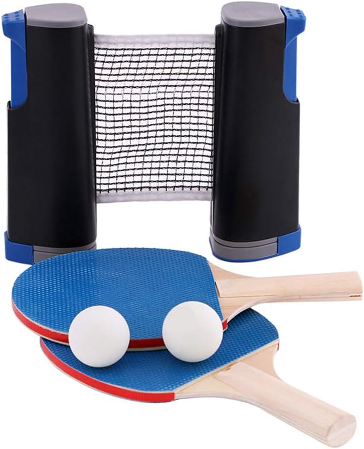 1 Set Fitness Equipment Table Tennis Trainer Retractable Net Rack Racket