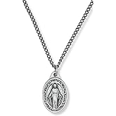 Caritas et Fides Miraculous Medal Necklace 30" Stainless Steel Chain - Our Blessed Mother Chain Catholic Jewlery for Women, Couples, Unisex Religious Medal Necklace