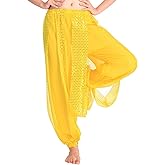 MUNAFIE Women's Harem Dance Pants - Genie & Jester Costume for Cosplay, Dance & Stage Performance