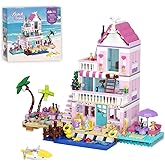MindBox Girls Seaside Villa Building Blocks,812pcs Beach House Building Toys for Kids Age 8+，Mini Brick