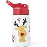 Cambridge 896186 12 Oz Insulated Reindeer Water Bottle, Christmas Theme