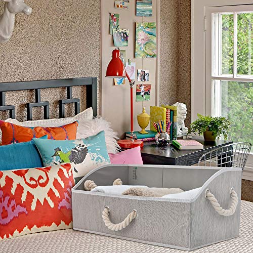 StorageWorks Storage Bins, Fabric Storage Baskets, Foldable Closet Organizer Trapezoid Storage Box, Bamboo Style, Gray, EX-Jumbo, 3-Pack