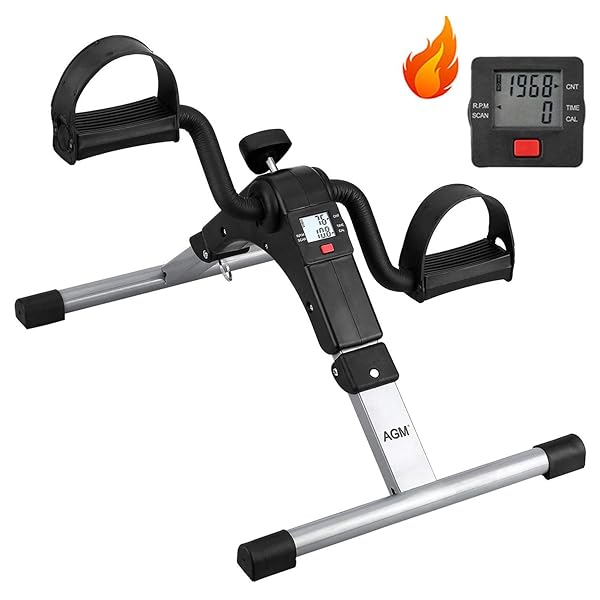 FOLDING PEDAL EXERCISER, MINI EXERCISE BIKE UNDER DESK BIKE FOOT PEDAL EXERCISER, FOOT HAND CYCLE PORTABLE PEDDLER MACHINE BICYCLE EXERCISER ARM LEG EXERCISER WHILE SITTING (SILVER)