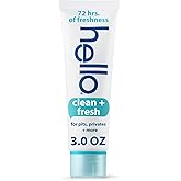 hello Clean & Fresh All Over Whole Body Deodorant Cream for Women and Men, Aluminum Free, Safe for Sensitive Skin, Pits, Privates, 3 ounces