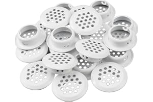 Semetall Air Vents 20 Pack 25mm(1") Stainless Steel Circular Soffit Vent Round Vent Mesh Hole Louver for Kitchen/Bathroom/Cabinet/Wardrobe/Shoebox (White)