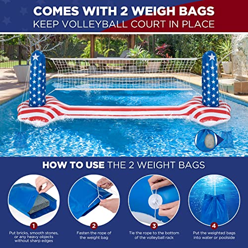 10.4' Pool Volleyball Set Upgraded Inground Pool Volleyball Net