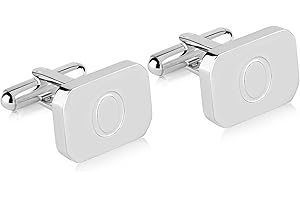 18K White-Gold Plated Initial Engraved Stainless Steel Men’s Cufflinks With Gift Box -Personalized Alphabet Letter’s A-Z By Lux & Pair