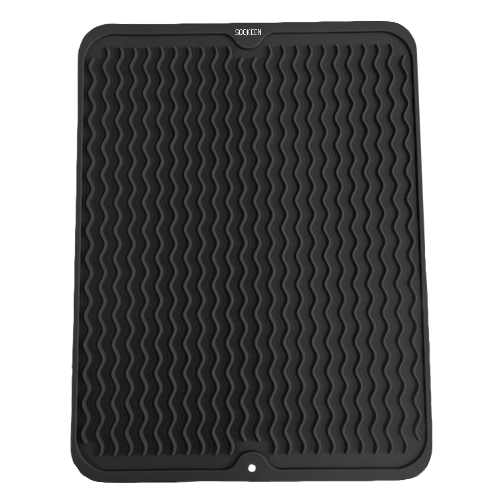 SOQKEEN Dish Drying Mat, 20''x16'' Collapsible Silicone Draining Board Mat, Non-slip Heat Resistant Mat for Kitchen Counter, Black