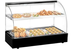 CHOLISM Commercial Food Warmer Countertop Pizza Warmers Display Pastry Patty Warmer Case for Buffet Restaurant Shop 26inch Length