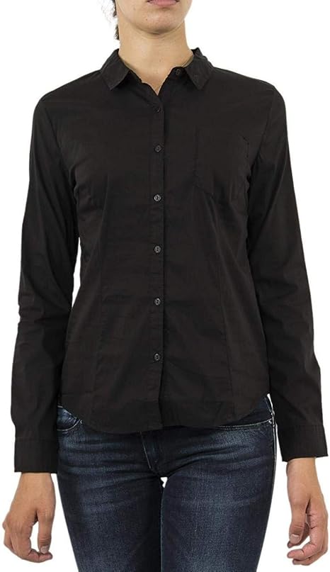 camisa negra manga larga mujer