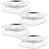 Peasur 4x4IN Solar Post Cap Lights Outdoor with 3