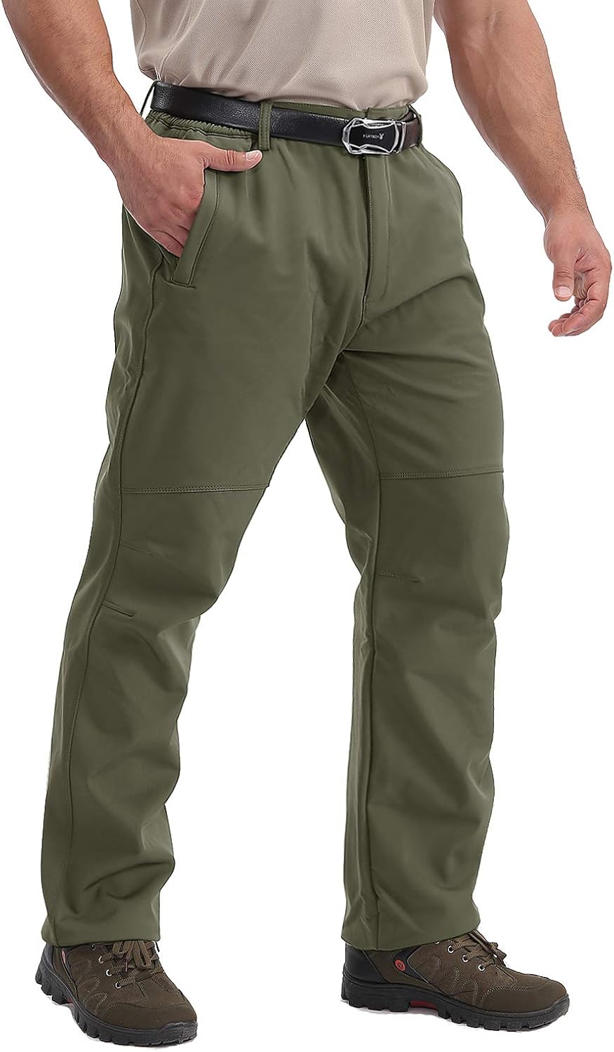 TACVASEN Men's Ski Pants-Snow Ski Tactical Fleece Lining Softshell Winter Pants Trousers : Clothing