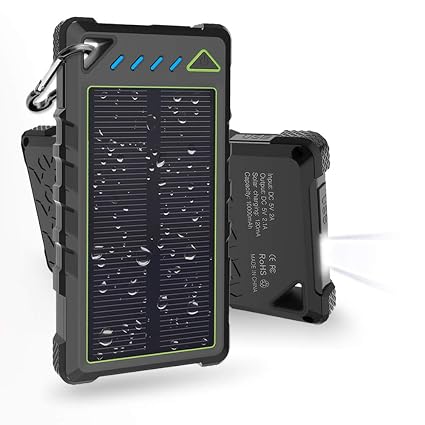 Hobest Solar Charger 10000mahwaterproof Outdoor Solar Power Bank With Led Flashlightdual Usb Portable Charger Solar For Smartphonesgopro Cameragps