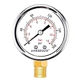 UHARBOUR Lead-Free Pressure Gauge 1/4 NPT 0-200 Psi