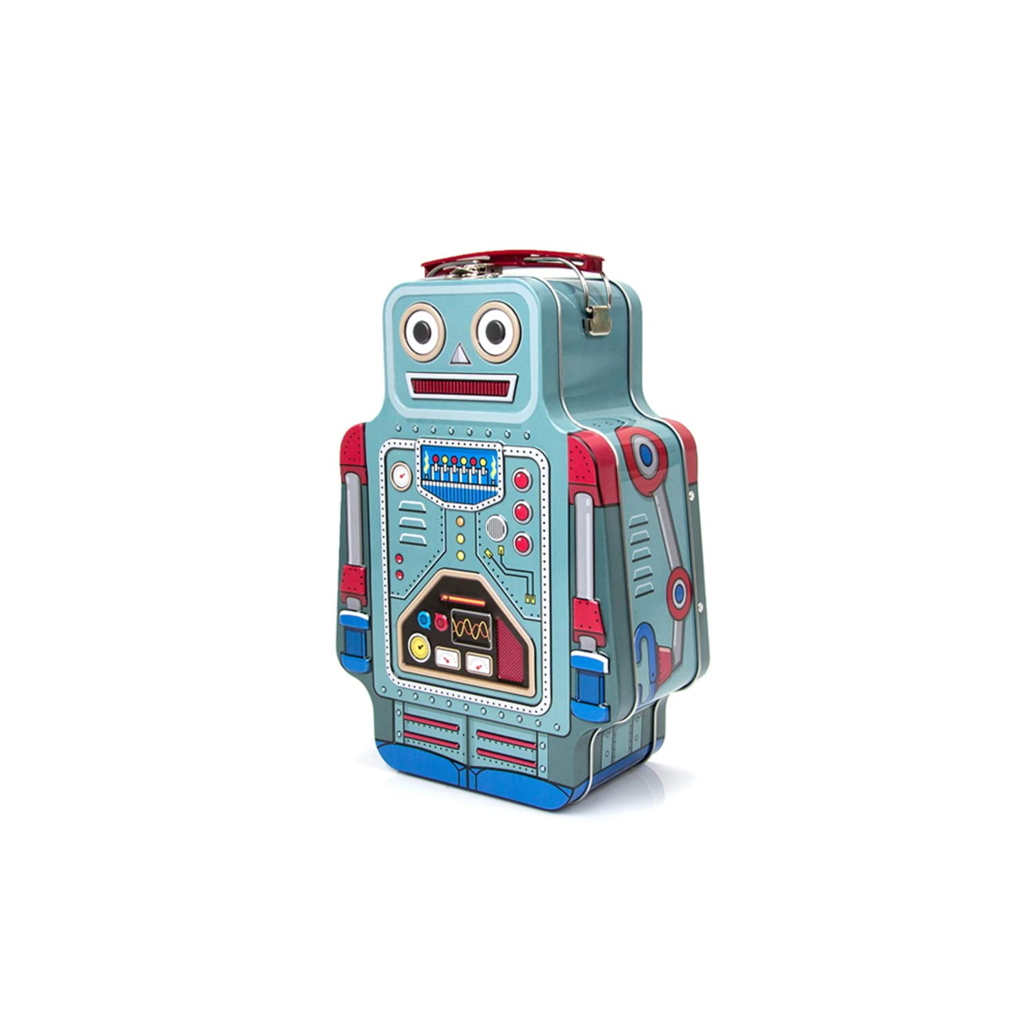 Suck UK Tin Robot Lunch Bag | Kids Lunch Box | Food Storage Tin | Boys Lunchbox | Retro Bag Kids | Packed Lunchbox | Bento Boxes for Adult | Food Container with Carry Handle | Snack Metal Boxes