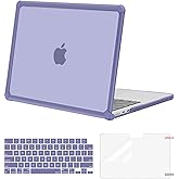 MOSISO Compatible with MacBook Air 13 inch Case 2026 2025 2024-2022 M4 A3240 M3 A3113 M2 A2681, Crack-Resistant Heavy Duty Protective Hard Case with TPU Bumper&Keyboard Cover&Screen Film,Lavender Gray