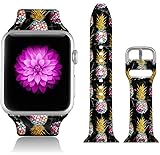 FTFCASE Sport Bands Compatible with iWatch 38mm/40mm Marble Pattern - Pineapple, Flower Printed Soft Silicone Strap Replacement for iWatch 38mm/40mm Series 4/3/2/1 Women Men